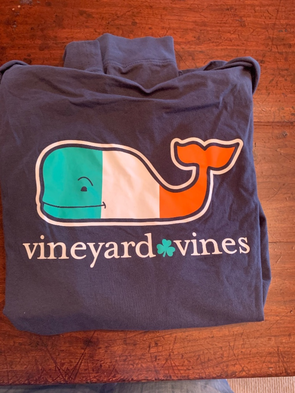Vineyard Vines Navy Blue Women's Long Sleeve Hooded Tee Shirt (Irish Flag)